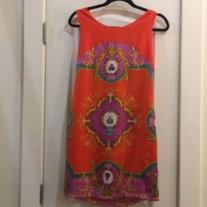 Orange printed cocktail dress